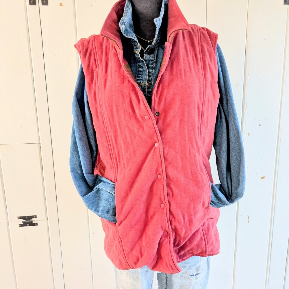 Reversible Plaid And Solid Vest From Denim & Co Xl - image 7